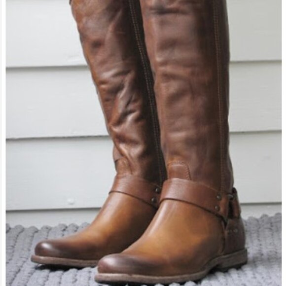 Frye Phillip Harness Tall Leather Harness In Cognac, 7 - Picture 4 of 9